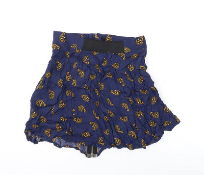 Cooperative Womens Blue Geometric Viscose Mini Skirt Size S Zip