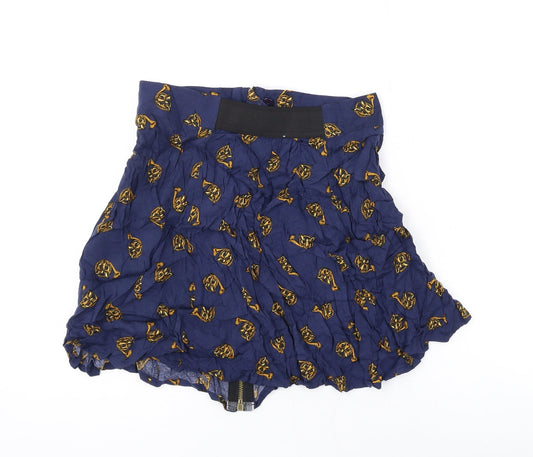 Cooperative Womens Blue Geometric Viscose Mini Skirt Size S Zip