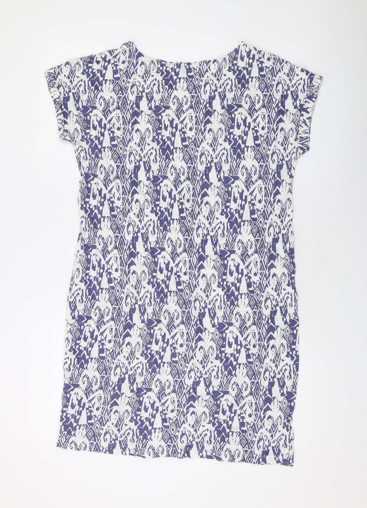 NEXT Womens Blue Floral Cotton T-Shirt Dress Size 12 Round Neck Pullover