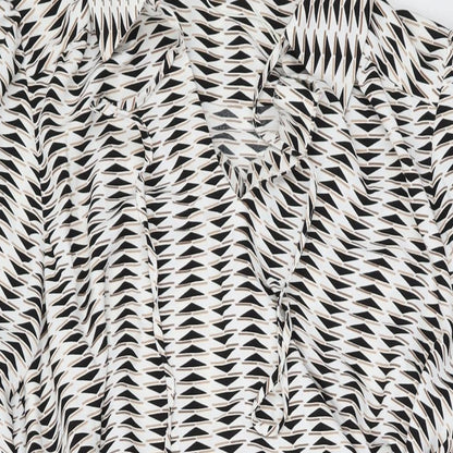 Marks and Spencer Womens White Geometric Polyester A-Line Size 12 Collared Pullover