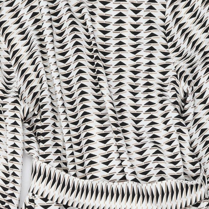 Marks and Spencer Womens White Geometric Polyester A-Line Size 12 Collared Pullover