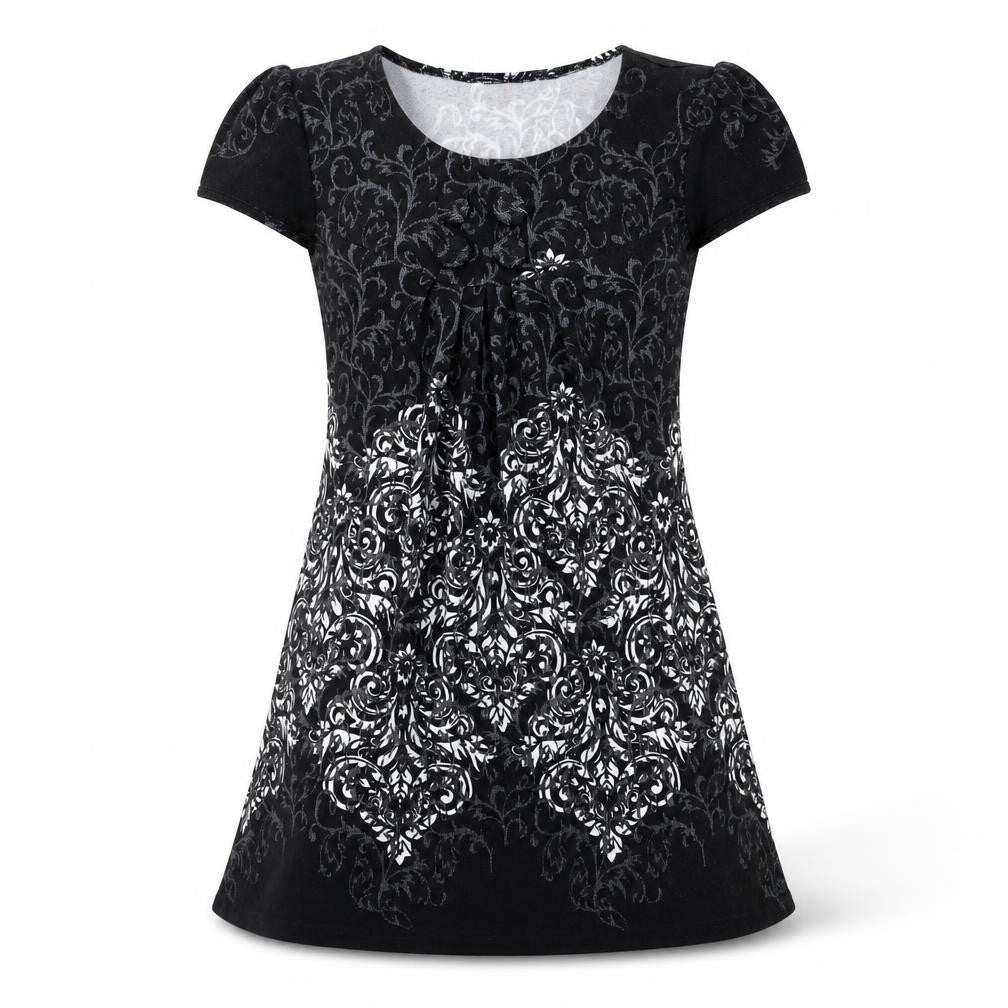 Apricot Womens Black Geometric Polyester A-Line Size S Scoop Neck Pullover