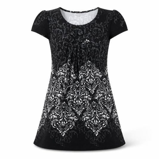 Apricot Womens Black Geometric Polyester A-Line Size S Scoop Neck Pullover