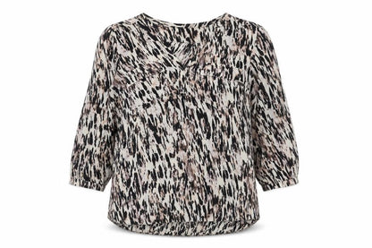 Wallis Womens Brown Animal Print Polyester Basic Blouse Size S V-Neck