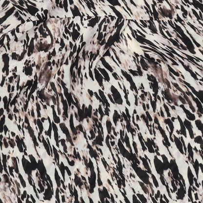 Wallis Womens Brown Animal Print Polyester Basic Blouse Size S V-Neck