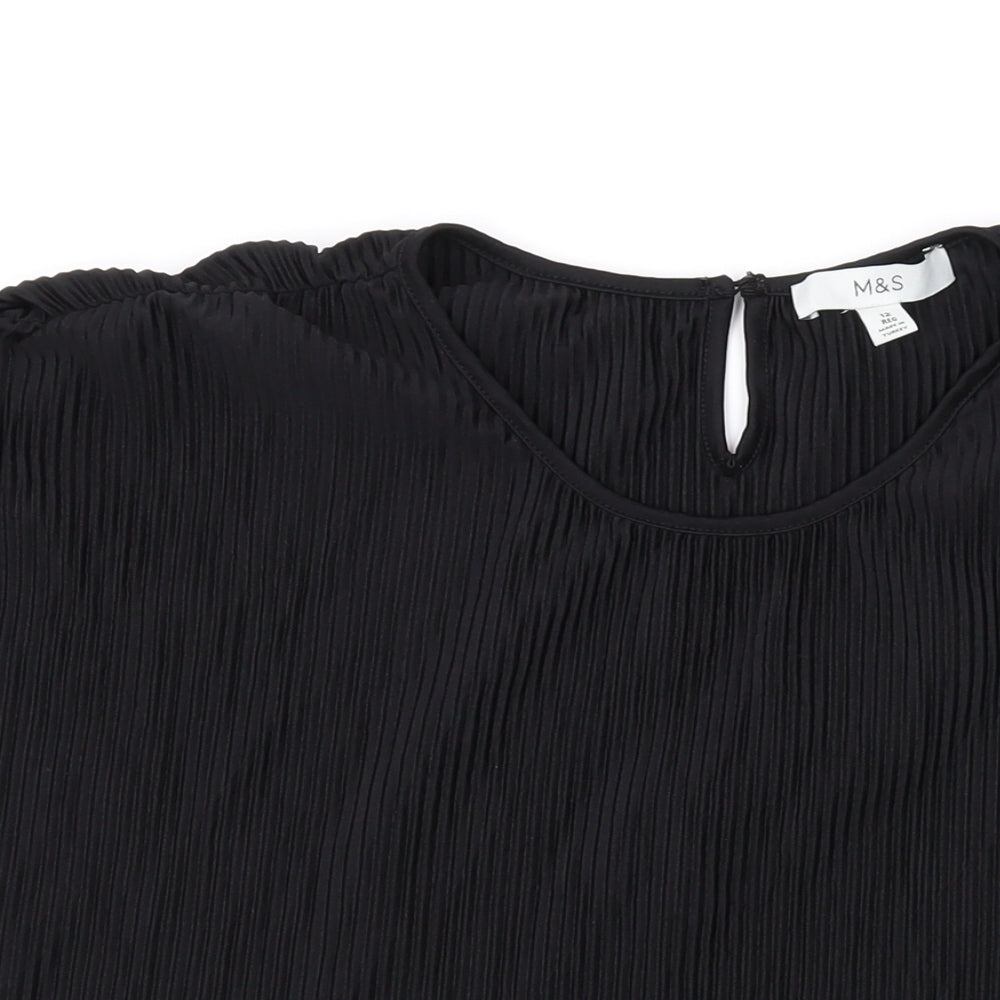 Womens UK Size 12 Marks and Spencer Black Basic T-Shirt