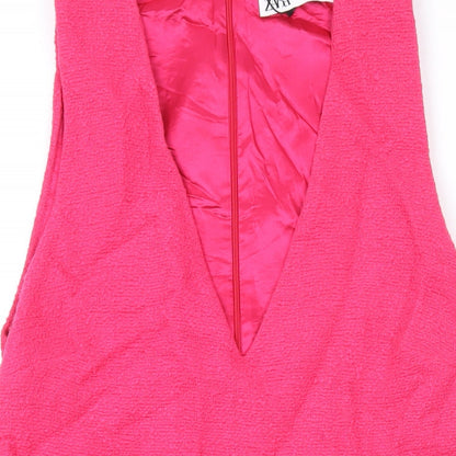 Zara Womens Pink Cotton Playsuit One-Piece Size S L3 in Zip