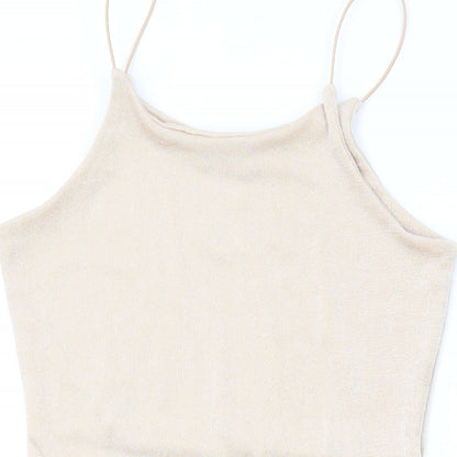 Boohoo Womens Beige Polyester Bodycon Size 12 Square Neck Pullover