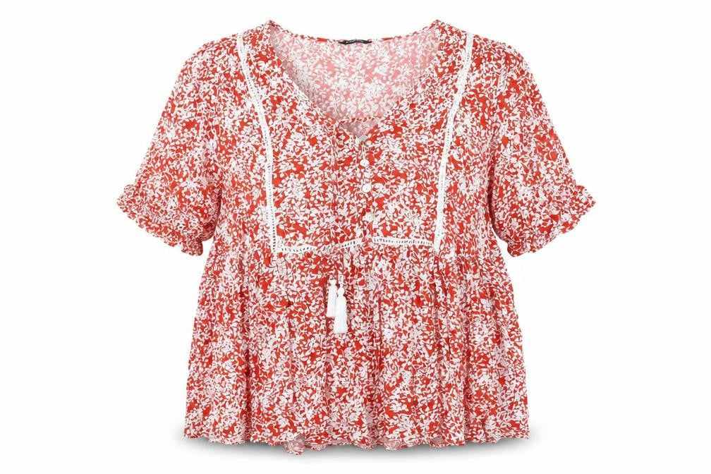 Womens UK Size 16 Roman Red Basic Blouse