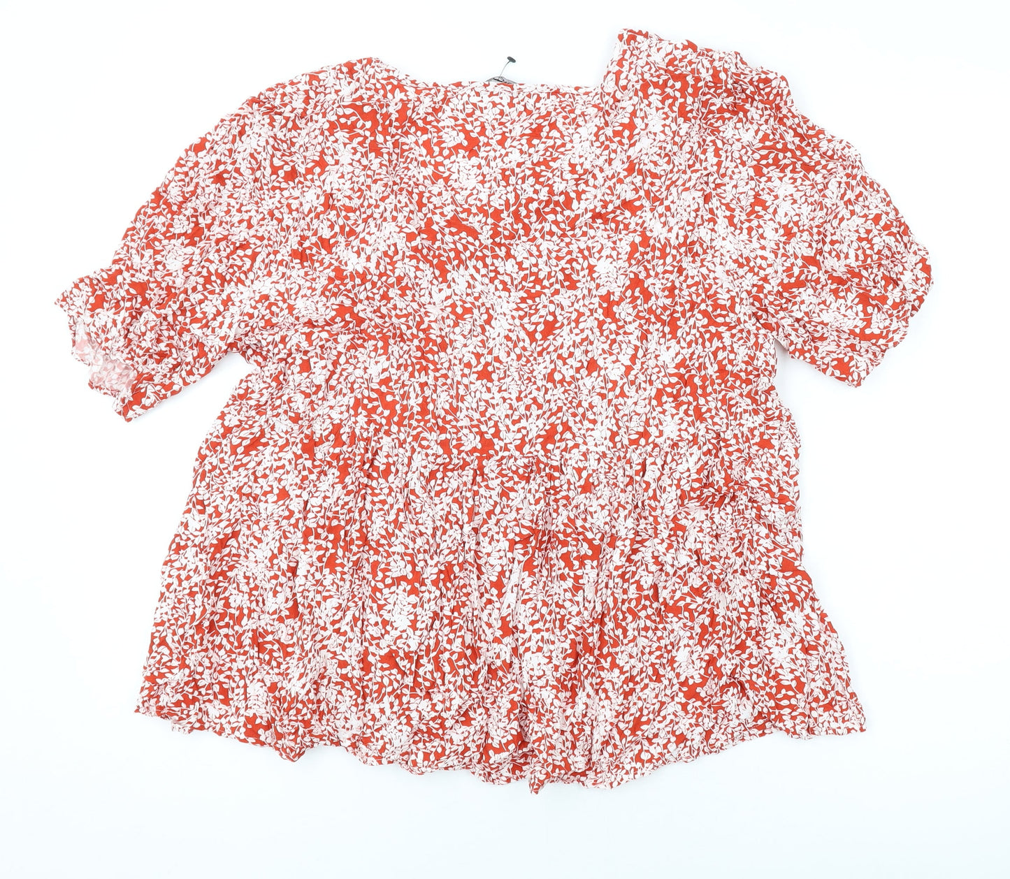 Womens UK Size 16 Roman Red Basic Blouse