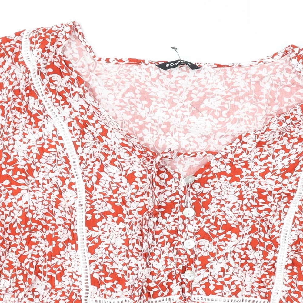 Womens UK Size 16 Roman Red Basic Blouse