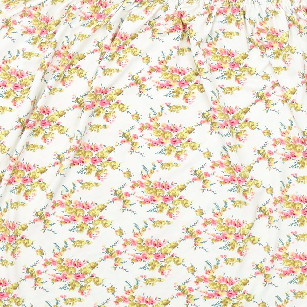 Oh My Love Womens Yellow Floral Viscose Mini Skirt Size S