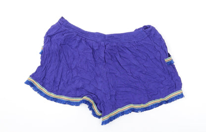 Boohoo Womens Blue Geometric Viscose Basic Shorts Size 12 L3 in Regular Drawstring