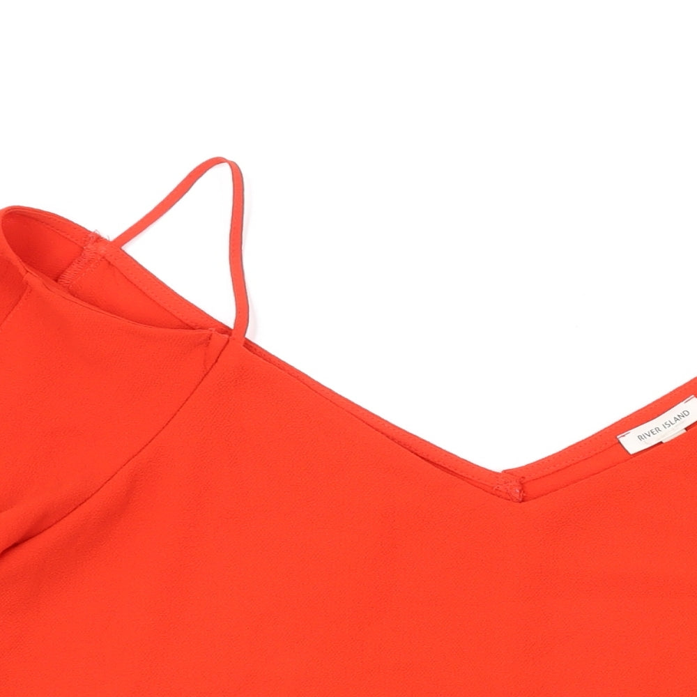 Womens UK Size 10 River Island Red Basic Blouse