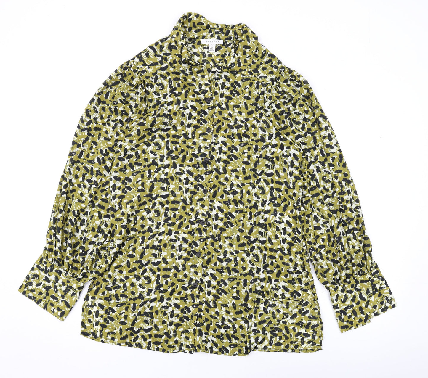 Womens UK Size 10 Topshop Green Basic Button-Up