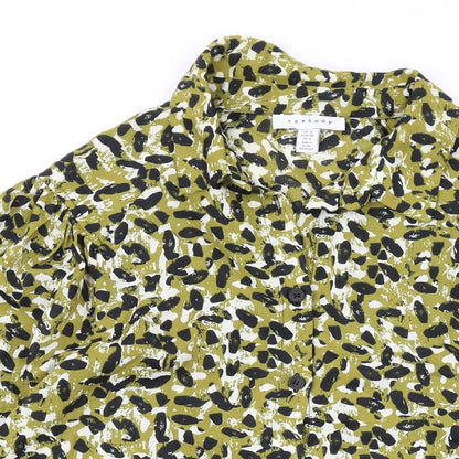 Womens UK Size 10 Topshop Green Basic Button-Up