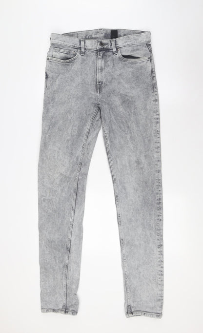 &Denim Mens Grey Cotton Skinny Jeans Size 30 in L34 in Regular Zip - Stone Wash
