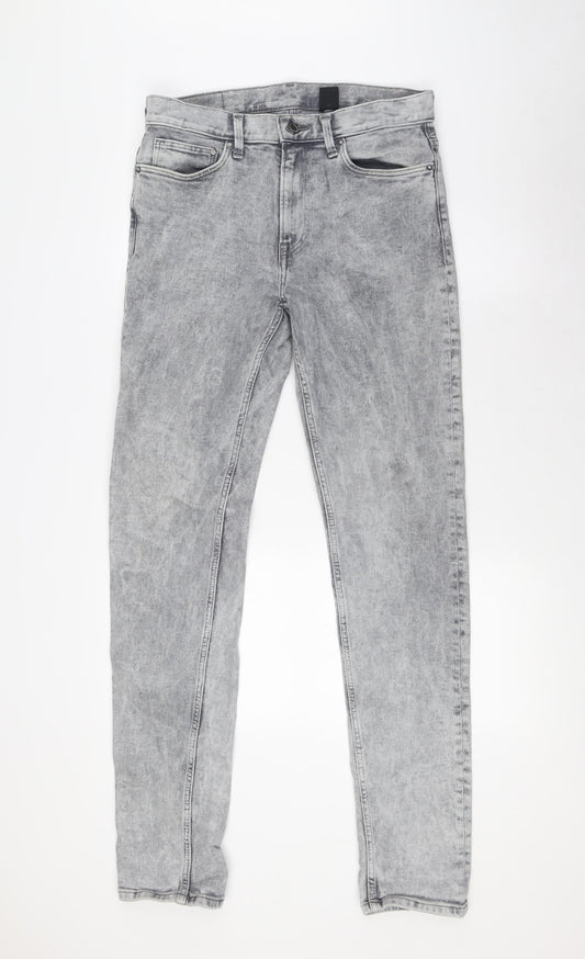 &Denim Mens Grey Cotton Skinny Jeans Size 30 in L34 in Regular Zip - Stone Wash