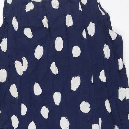Bonmarché Womens Blue Polka Dot Viscose A-Line Size 14 Scoop Neck