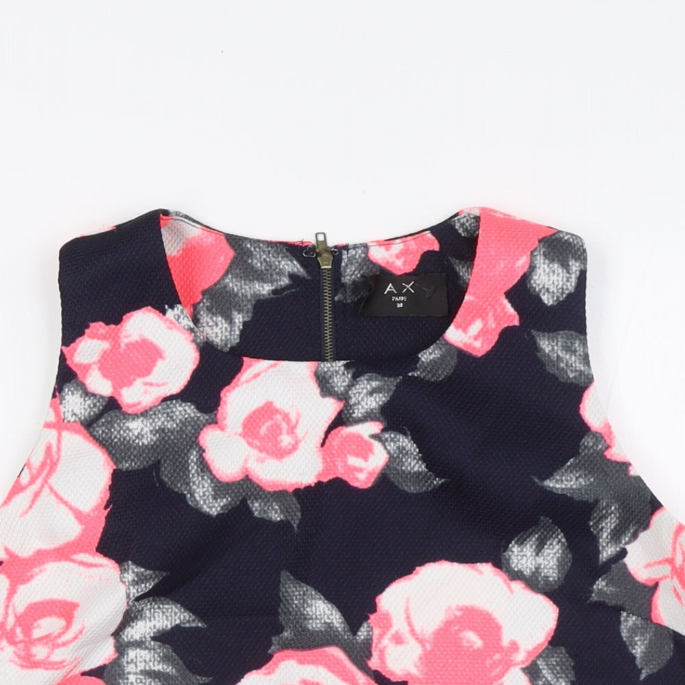 AX Womens Multicoloured Floral Polyester Cropped Tank Size 14 Round Neck