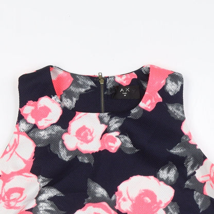 AX Womens Multicoloured Floral Polyester Cropped Tank Size 14 Round Neck