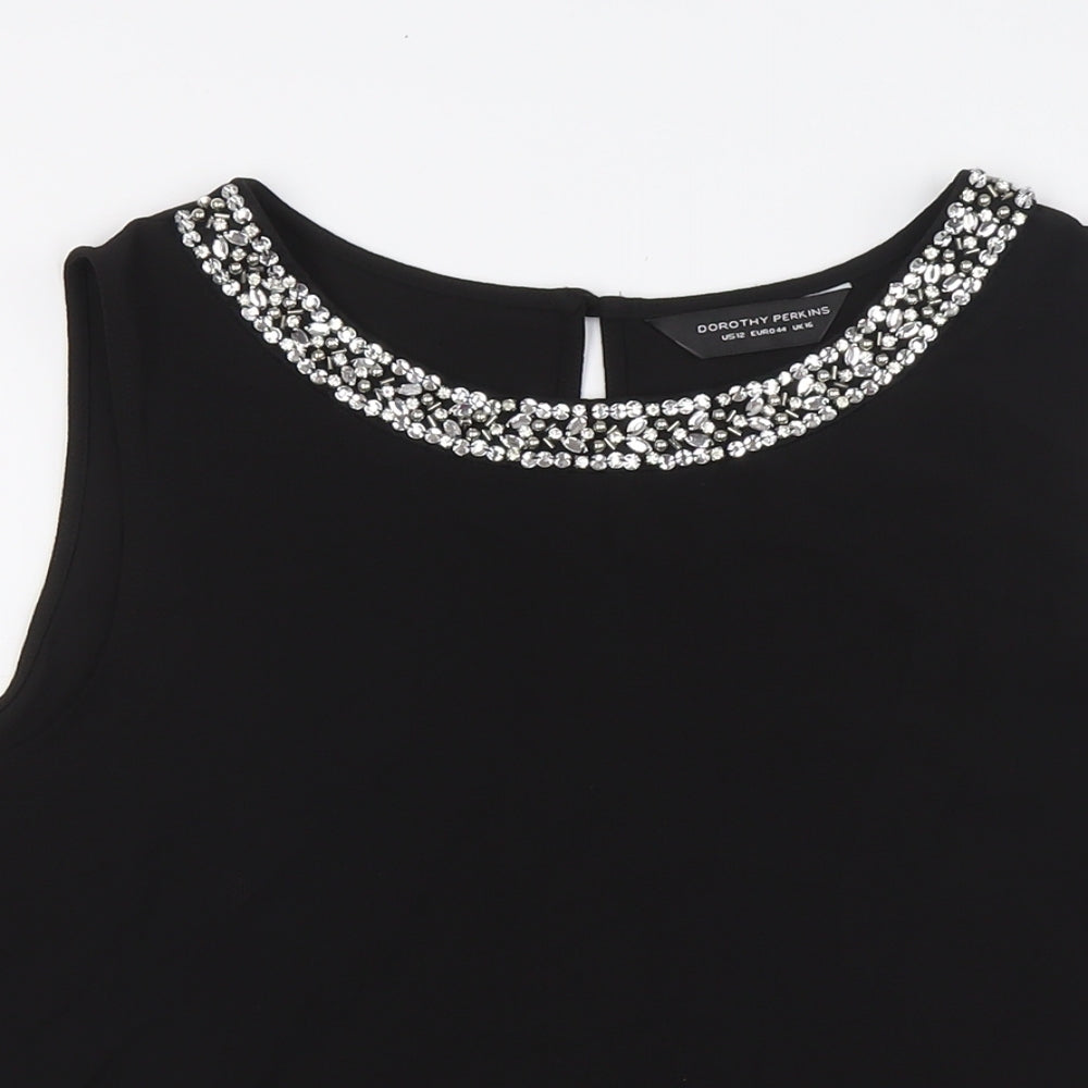 Womens UK Size 16 Dorothy Perkins Black Basic Blouse