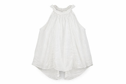 La Contonniere Womens White 100% Cotton Basic Button-Up Size M Halter - Open Back