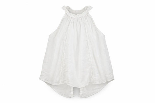La Contonniere Womens White 100% Cotton Basic Button-Up Size M Halter - Open Back