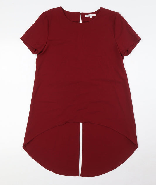 Glamorous Womens Red Polyester Basic Blouse Size S Round Neck - Open Back