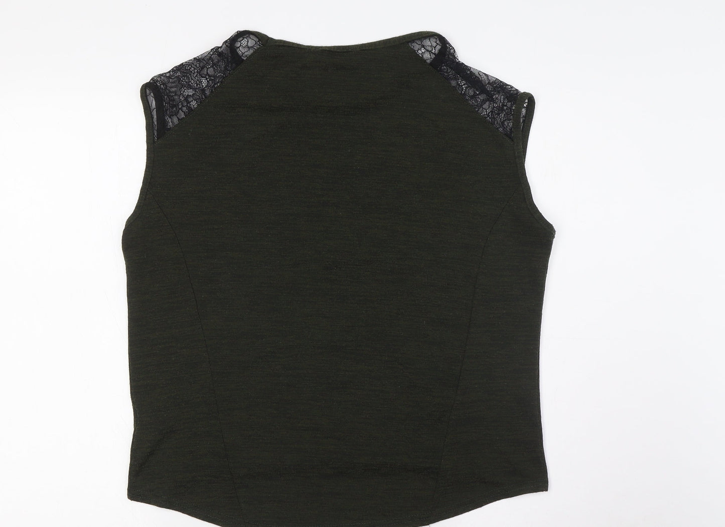 Miss Selfridge Womens Gold Polyester Basic Blouse Size 10 Boat Neck - Lace