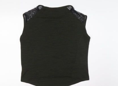 Miss Selfridge Womens Gold Polyester Basic Blouse Size 10 Boat Neck - Lace