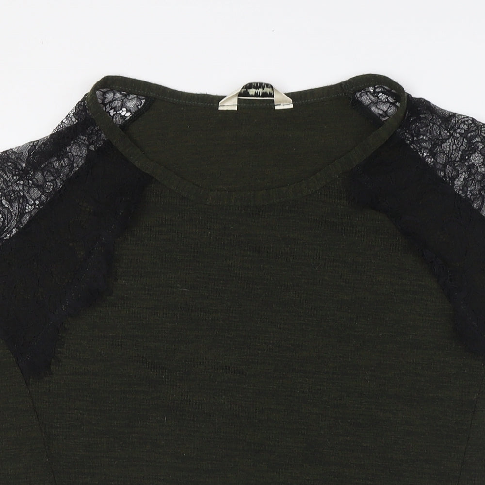 Miss Selfridge Womens Gold Polyester Basic Blouse Size 10 Boat Neck - Lace