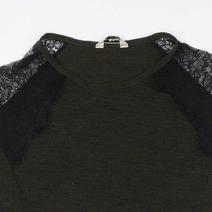 Miss Selfridge Womens Gold Polyester Basic Blouse Size 10 Boat Neck - Lace