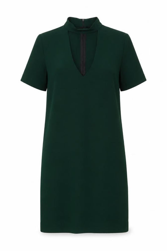 Zara Womens Green Polyester Pencil Dress Size XS Mock Neck