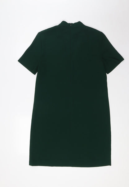 Zara Womens Green Polyester Pencil Dress Size XS Mock Neck
