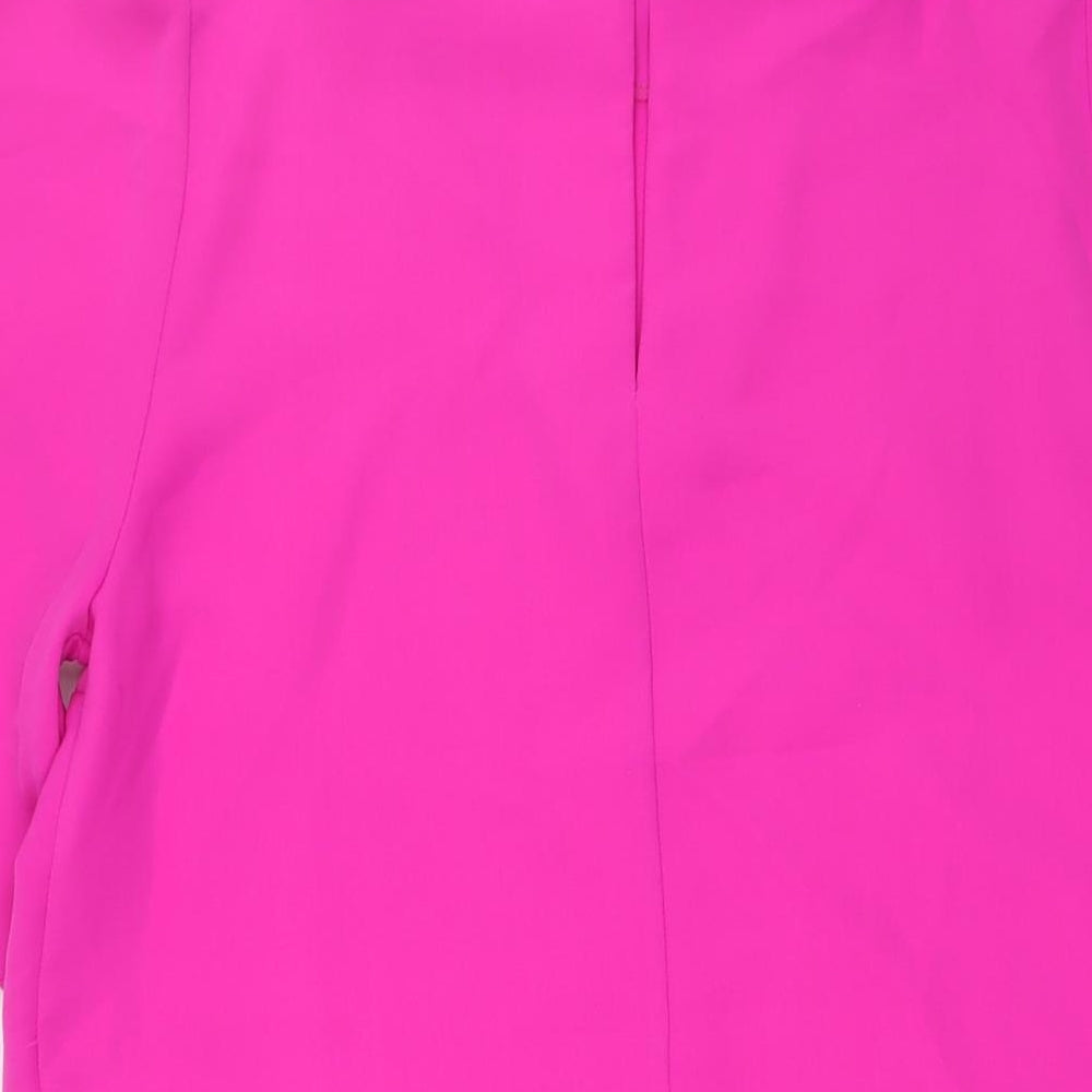 Miss Selfridge Womens Pink Polyester A-Line Size 12 Boat Neck Button