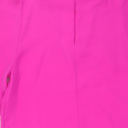 Miss Selfridge Womens Pink Polyester A-Line Size 12 Boat Neck Button