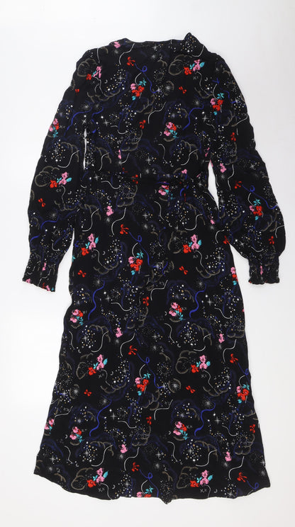 Marks and Spencer Womens Multicoloured Floral Viscose A-Line Size 6 Sweetheart Zip