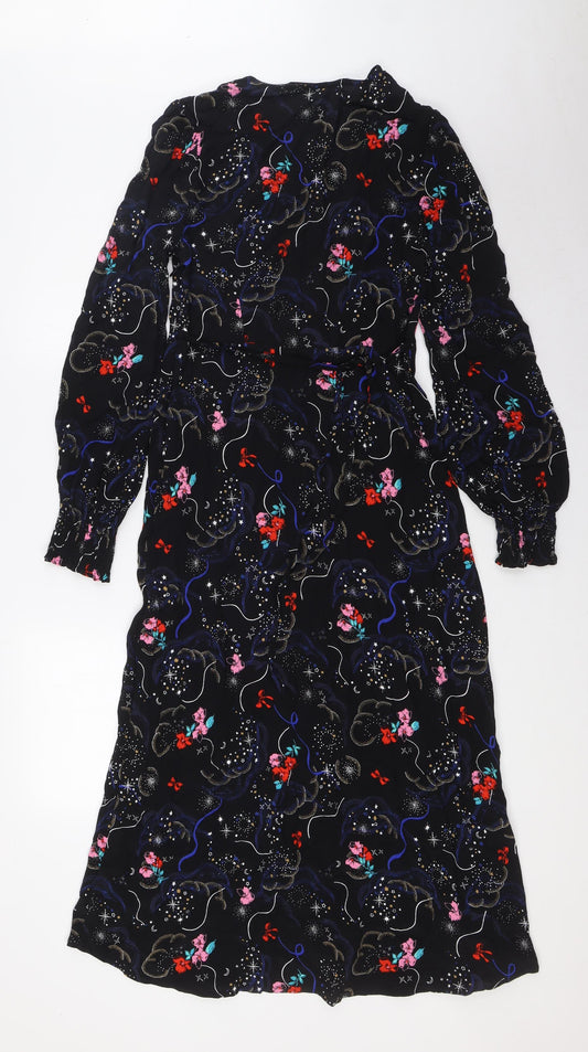 Marks and Spencer Womens Multicoloured Floral Viscose A-Line Size 6 Sweetheart Zip