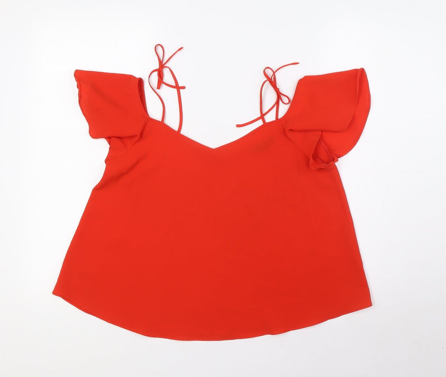 Womens UK Size 8 Topshop Red Basic Blouse