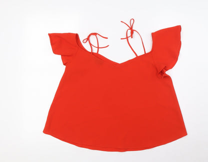 Womens UK Size 8 Topshop Red Basic Blouse