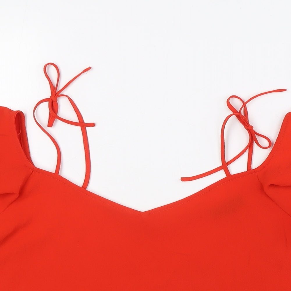 Womens UK Size 8 Topshop Red Basic Blouse
