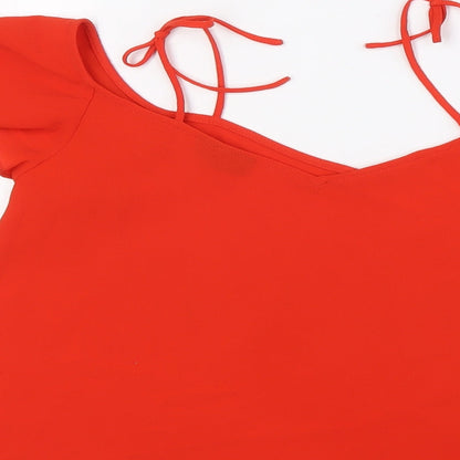 Womens UK Size 8 Topshop Red Basic Blouse