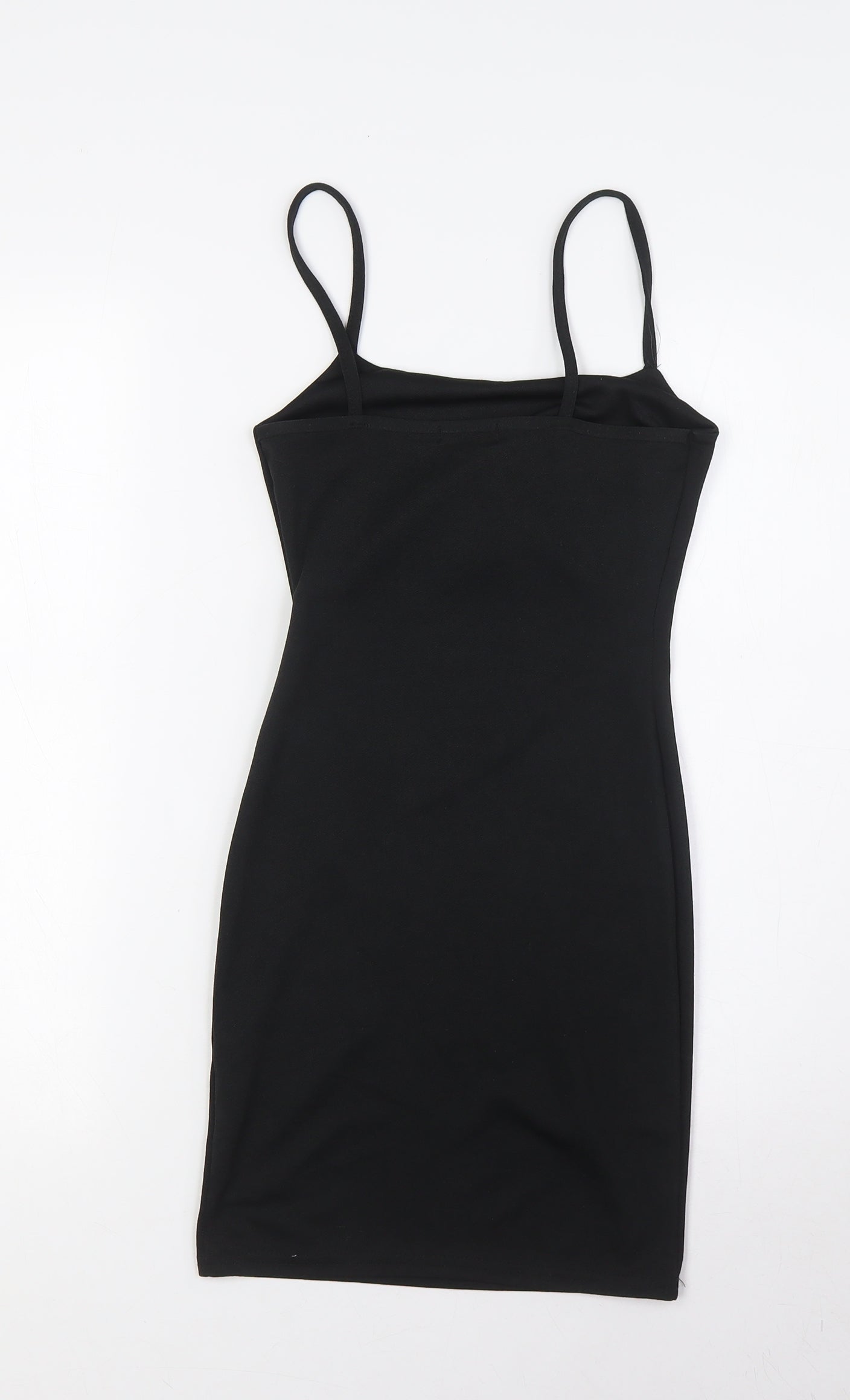 PRETTYLITTLETHING Womens Black Polyester Pencil Dress Size 4 Square Neck