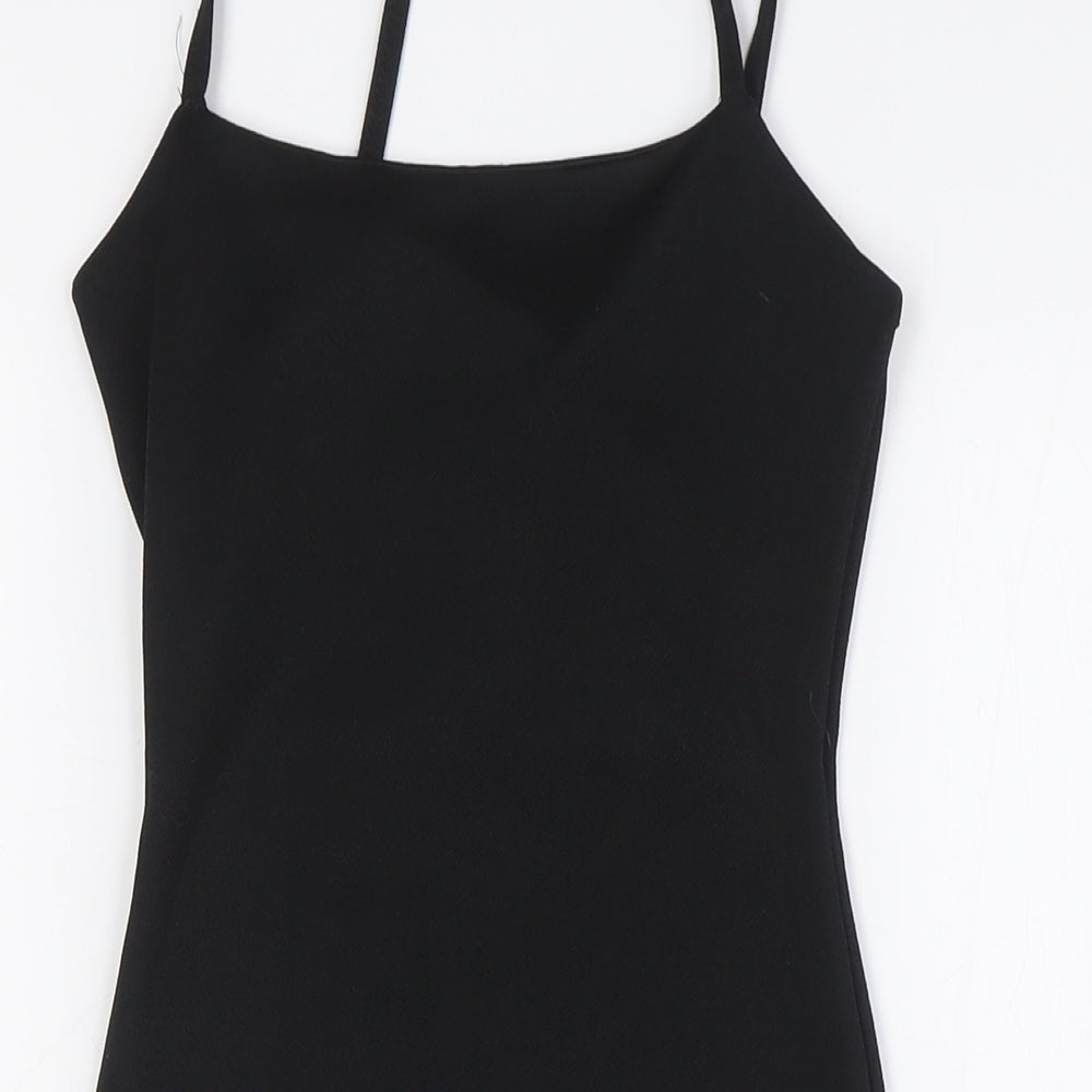 PRETTYLITTLETHING Womens Black Polyester Pencil Dress Size 4 Square Neck