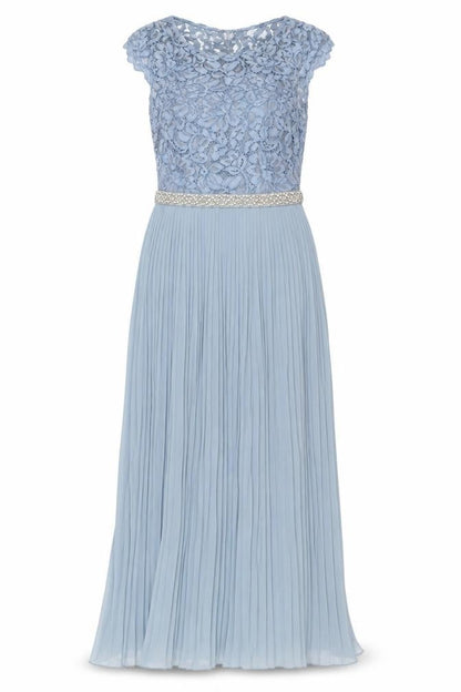 H&M Womens Blue Polyester A-Line Size 6 Boat Neck Zip - Pleated