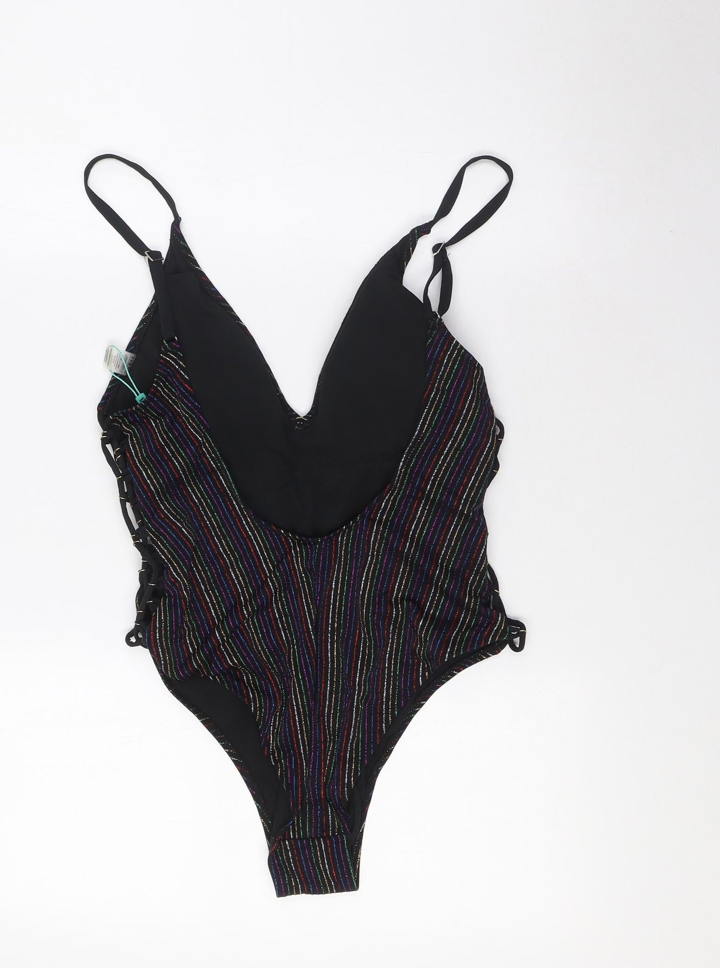 VALERIA Womens Multicoloured Striped Nylon One Piece Size L