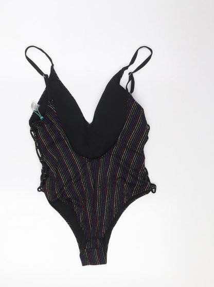 VALERIA Womens Multicoloured Striped Nylon One Piece Size L