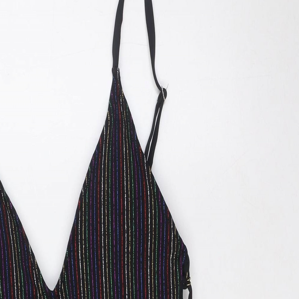 VALERIA Womens Multicoloured Striped Nylon One Piece Size L
