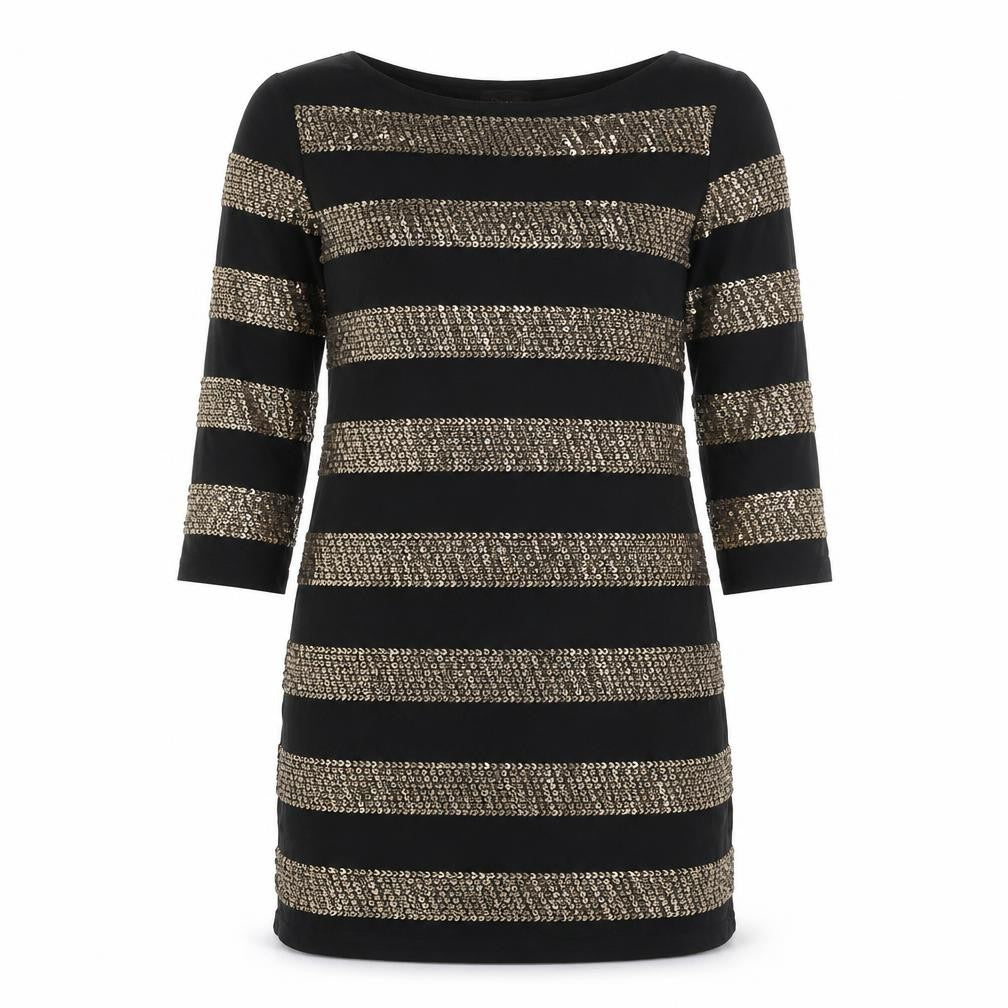 Phase Eight Womens Black Viscose Mini Size 12 Round Neck - Sequins